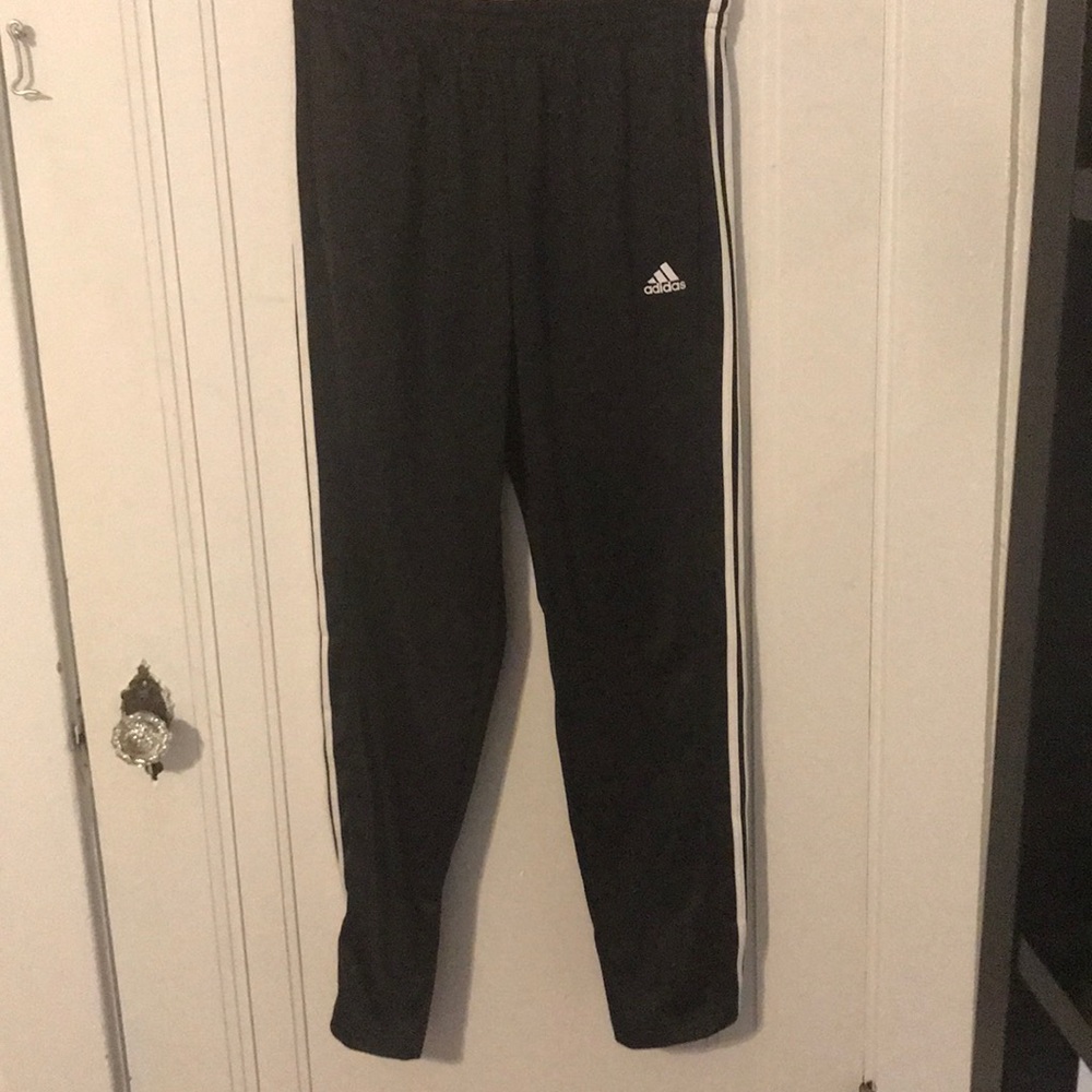 Men’s Adidas black and white track pants